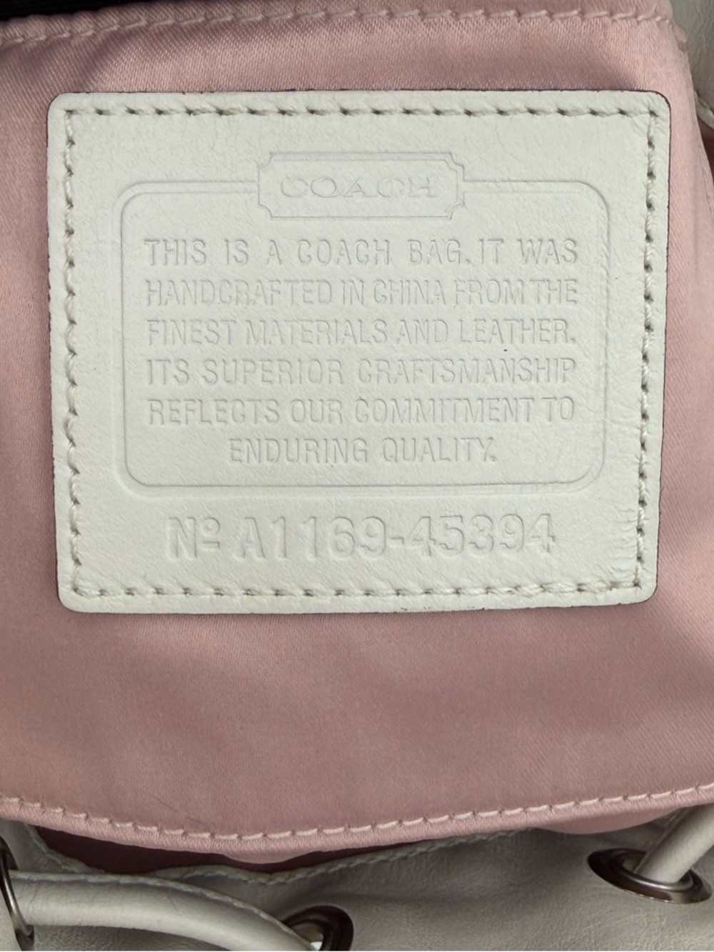 Coach Mini Drawstring Bucket Chalk with Blush Pink Interior Crossbody - Picture 11 of 11